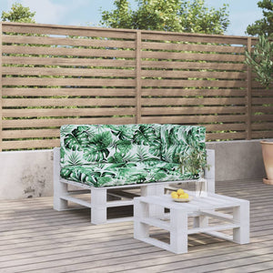 vidaXL Pallet Cushions 3-pc. Leaf Pattern Fabric