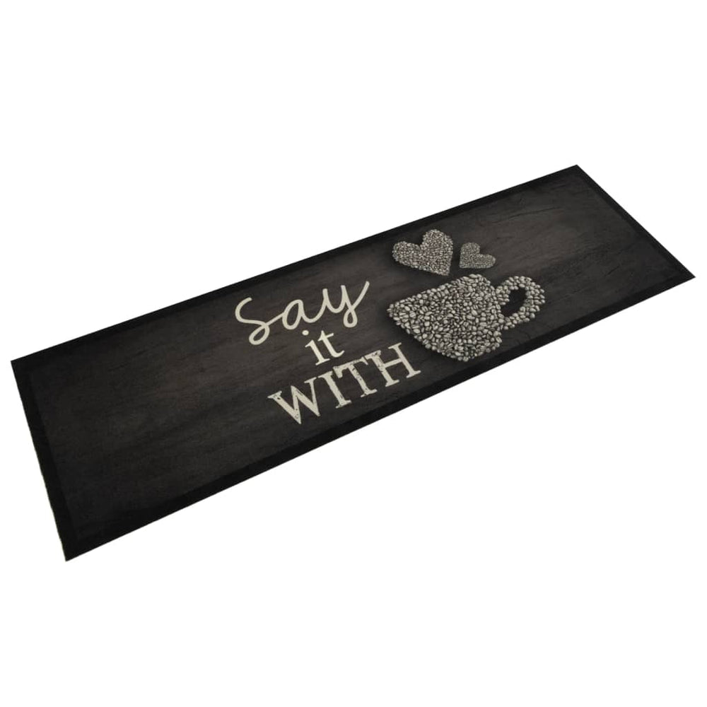 vidaXL Washable Kitchen Runner Mug Black 45x150 cm Velvet