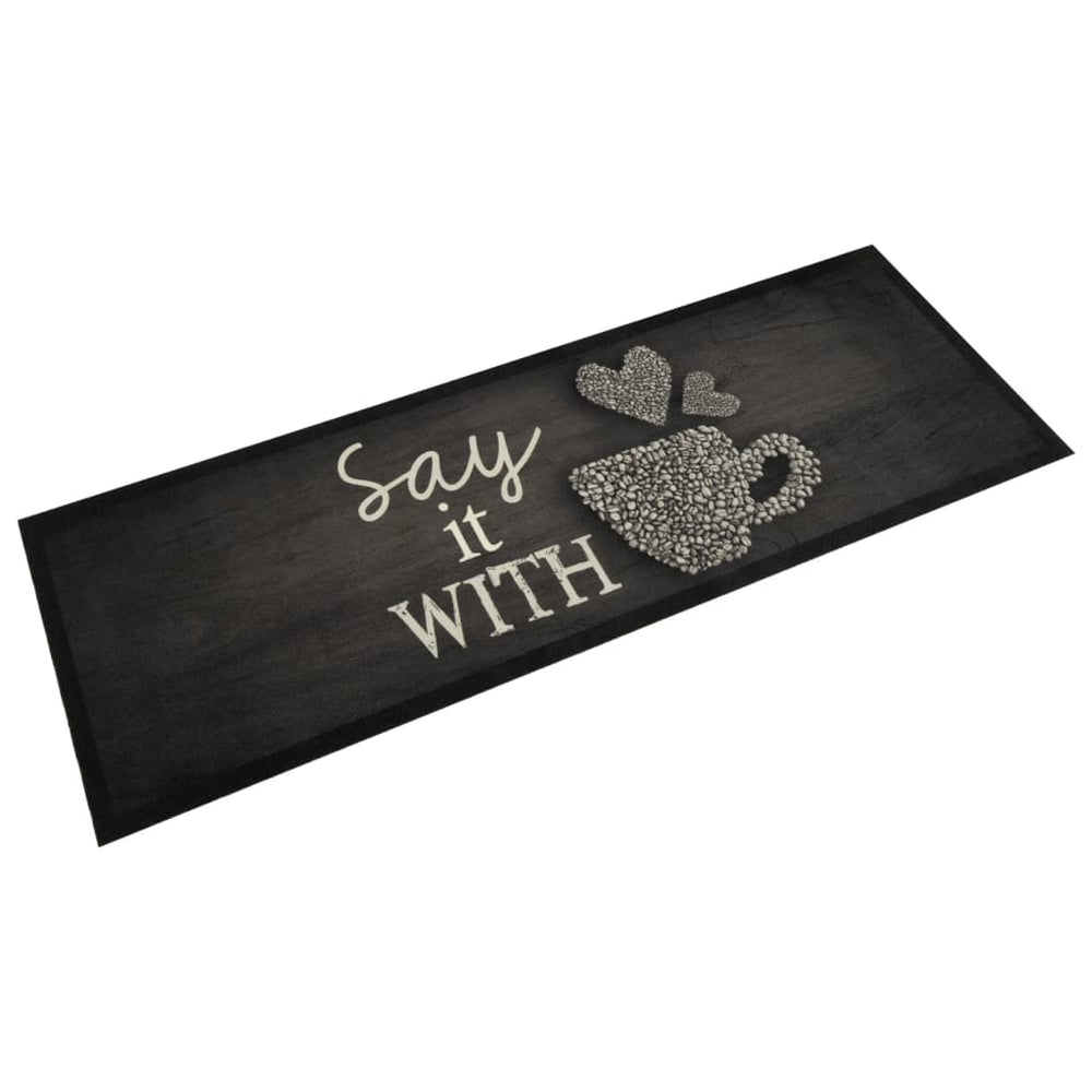 vidaXL Washable Kitchen Rug Mug Black 60x180 cm Velvet