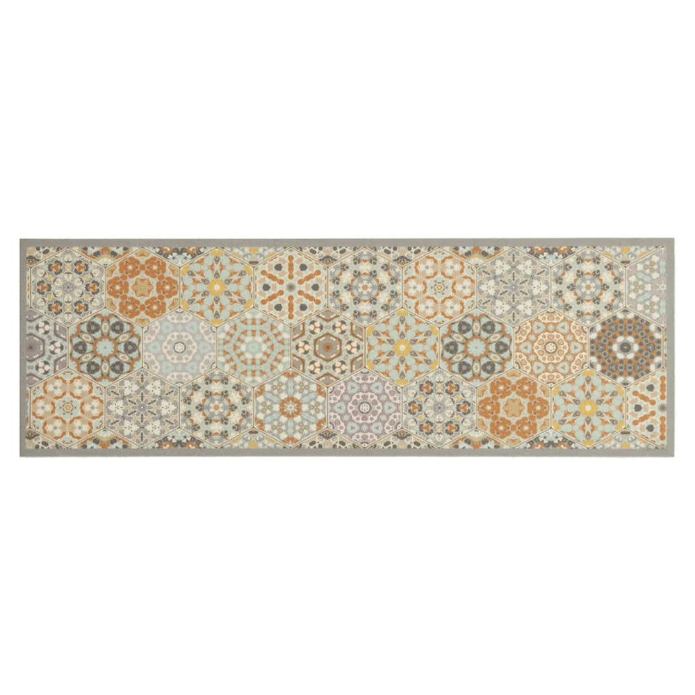 vidaXL Kitchen Runner Washable Hexagon Pastel 60x180 cm Velvet