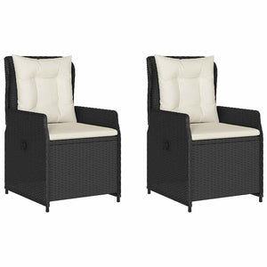 vidaXL Garden Armchairs 2 pcs. Adjustable Black Poly Rattan