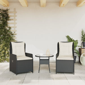 vidaXL Garden Armchairs 2 pcs. Adjustable Black Poly Rattan