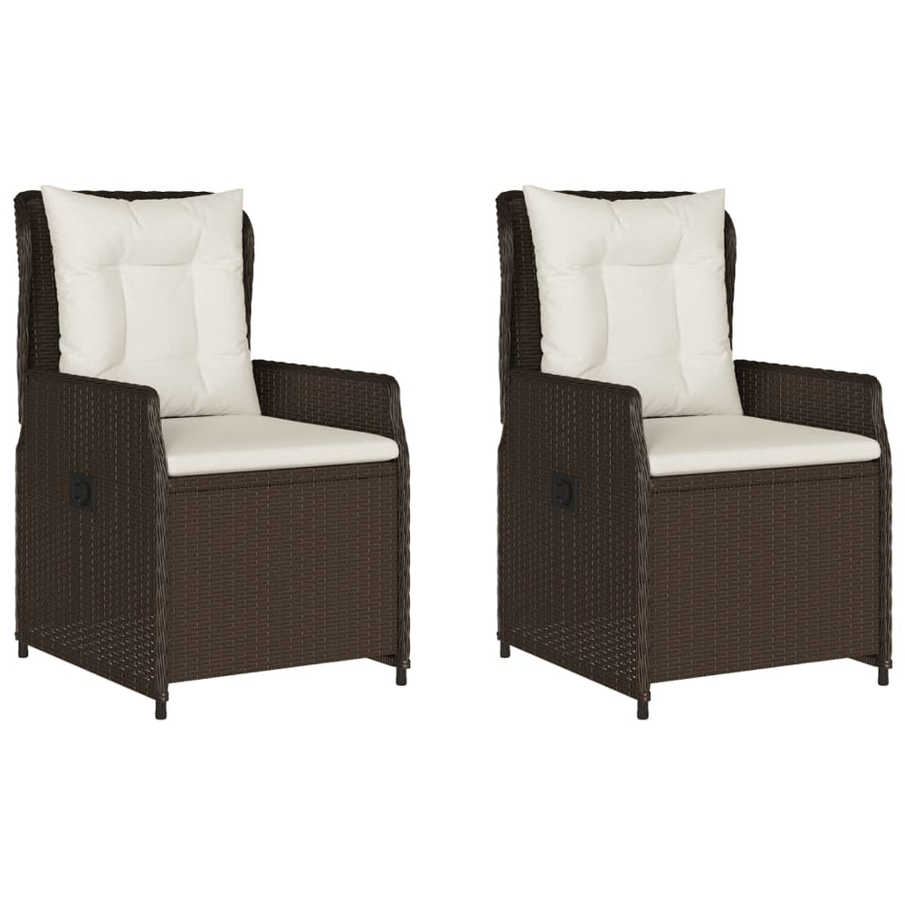 vidaXL Garden Armchairs 2 pcs. Adjustable Brown Poly Rattan
