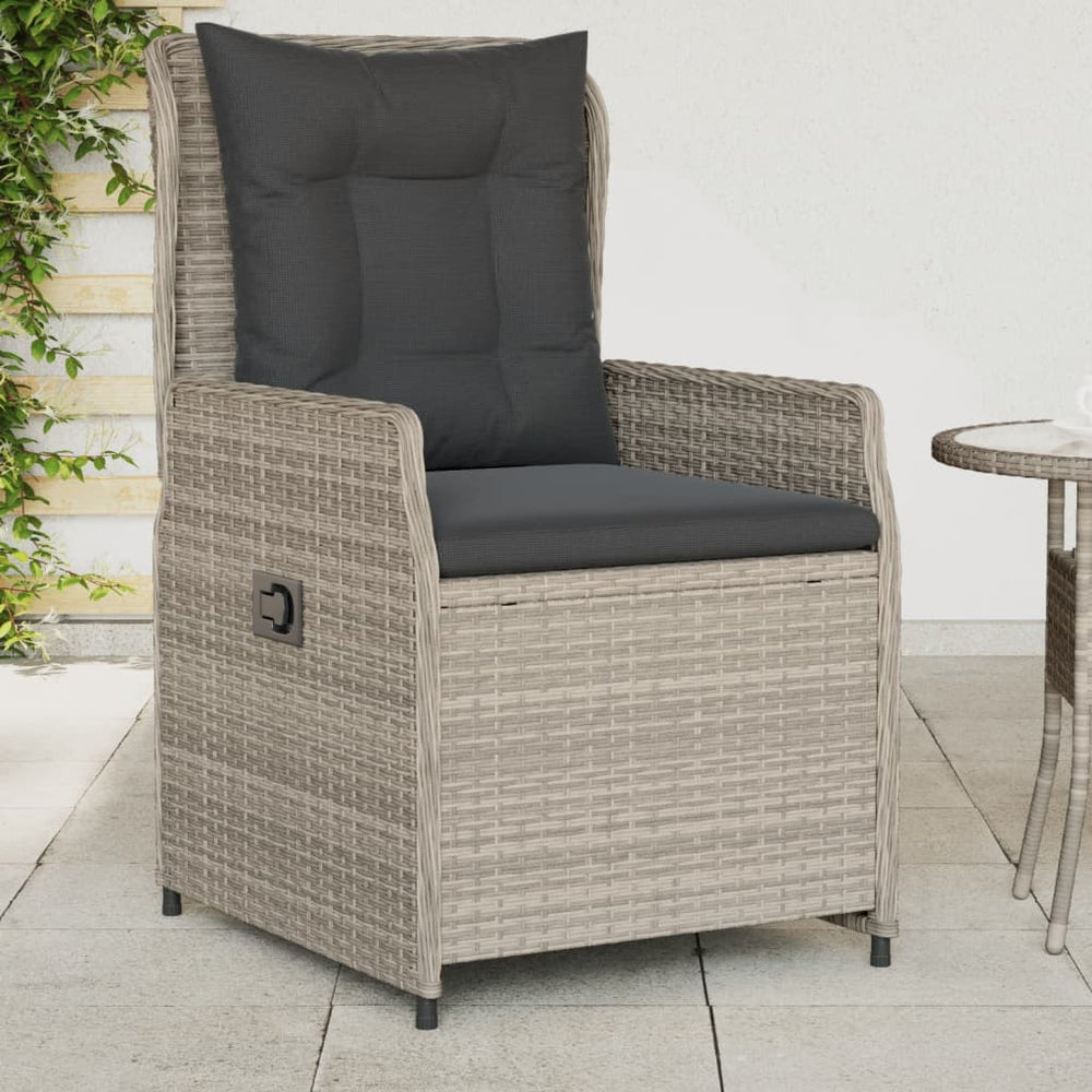 vidaXL Garden Armchairs 2 pcs. Adjustable Light Grey Poly Rattan