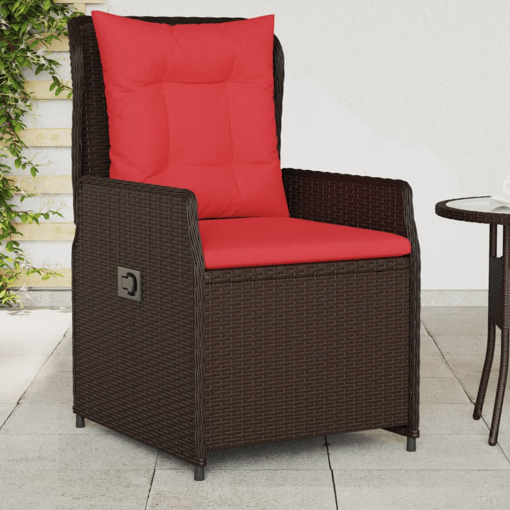 vidaXL Reclining Garden Chairs 2 pcs Brown Poly Rattan