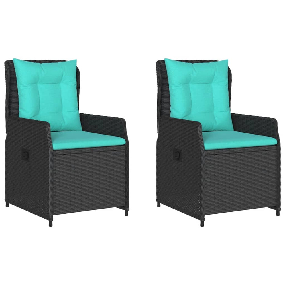 vidaXL Reclining Garden Chairs 2 pcs. Black Poly Rattan