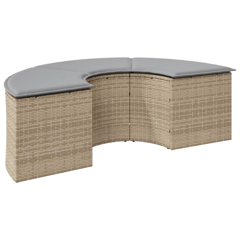 vidaXL Garden Footstool with Cushion Beige Poly Rattan