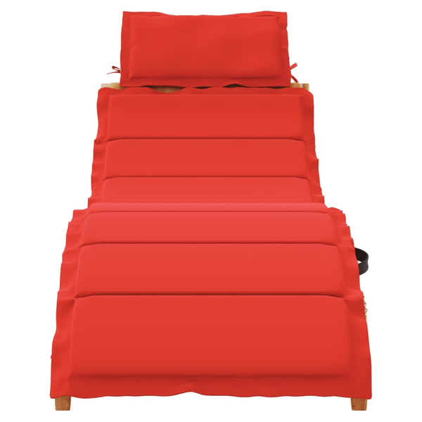 vidaXL Sun Loungers with Cushions 2 pcs Red Solid Acacia Wood