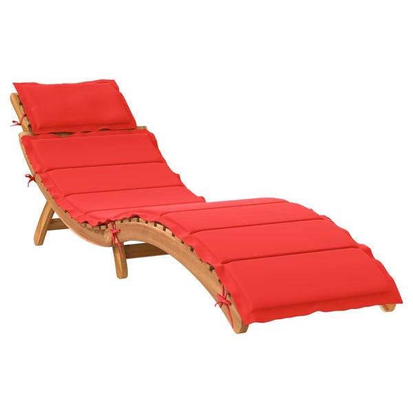 vidaXL Sun Loungers with Cushions 2 pcs Red Solid Acacia Wood
