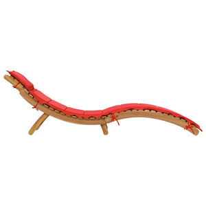 vidaXL Sun Loungers with Cushions 2 pcs Red Solid Acacia Wood