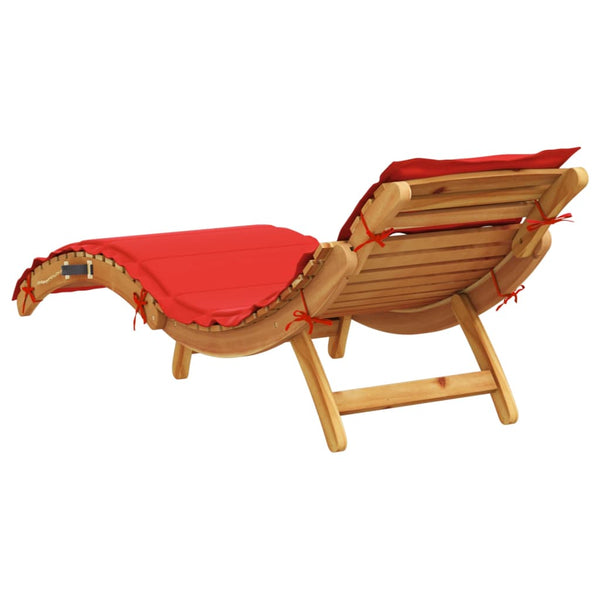 vidaXL Sun Loungers with Cushions 2 pcs Red Solid Acacia Wood