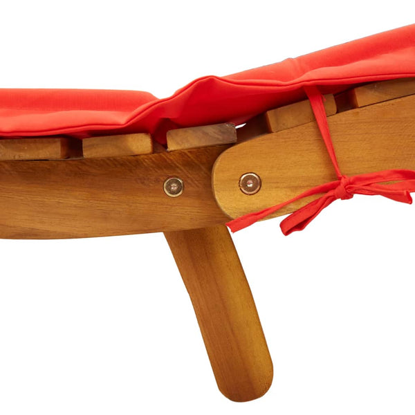 vidaXL Sun Loungers with Cushions 2 pcs Red Solid Acacia Wood
