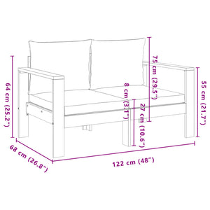 vidaXL 4-piece Garden Sofa Set with Cushions Solid Acacia Wood