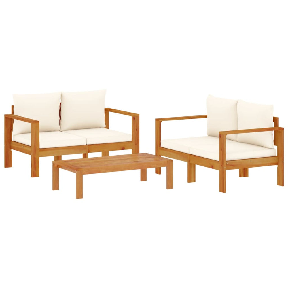 vidaXL 3-Piece Garden Sofa Set with Cushions Solid Acacia Wood