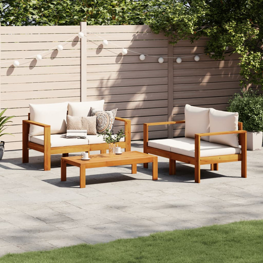 vidaXL 3-Piece Garden Sofa Set with Cushions Solid Acacia Wood