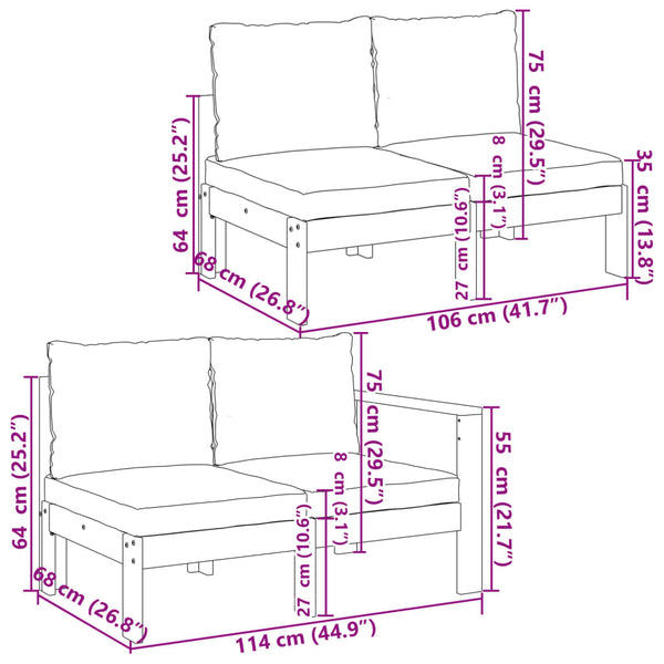 vidaXL 10-piece Garden Sofa Set with Cushions Solid Acacia Wood