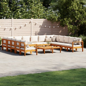 vidaXL 10-piece Garden Sofa Set with Cushions Solid Acacia Wood