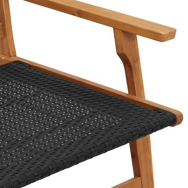 vidaXL Garden Chairs with Table 3 pcs Black Solid Acacia Wood