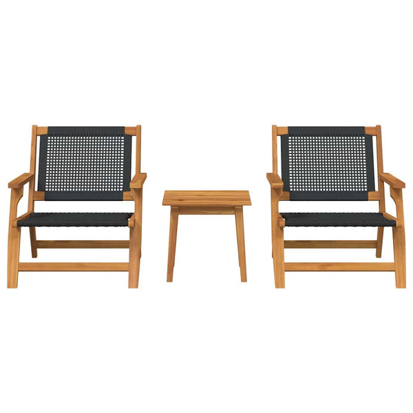 vidaXL Garden Chairs with Table 3 pcs Black Solid Acacia Wood