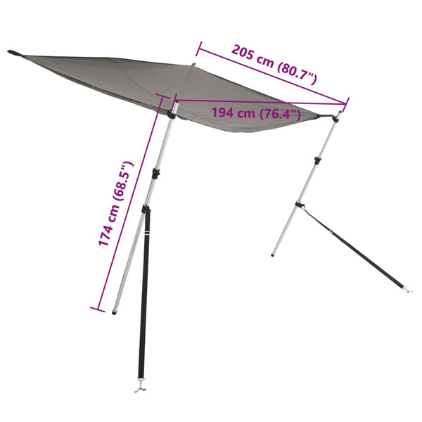 vidaXL T-Top Extension Shade Anthracite 174x205x(115-194) cm