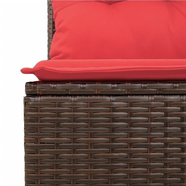 vidaXL 4-Piece Garden Sofa Set with Cushions, Brown, Poly Rattan