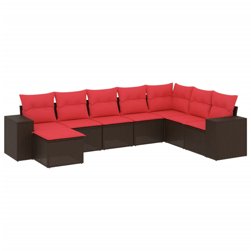 vidaXL 8-Piece Garden Sofa Set with Cushions, Brown, Poly Rattan