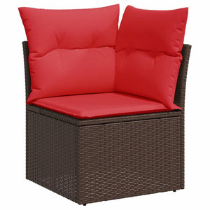 vidaXL 8-Piece Garden Sofa Set with Cushions, Brown, Poly Rattan