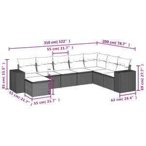 vidaXL 8-Piece Garden Sofa Set with Cushions, Brown, Poly Rattan