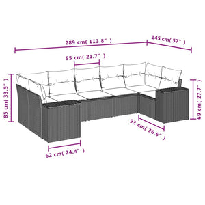 vidaXL 7-Piece Garden Sofa Set with Cushions, Brown, Poly Rattan