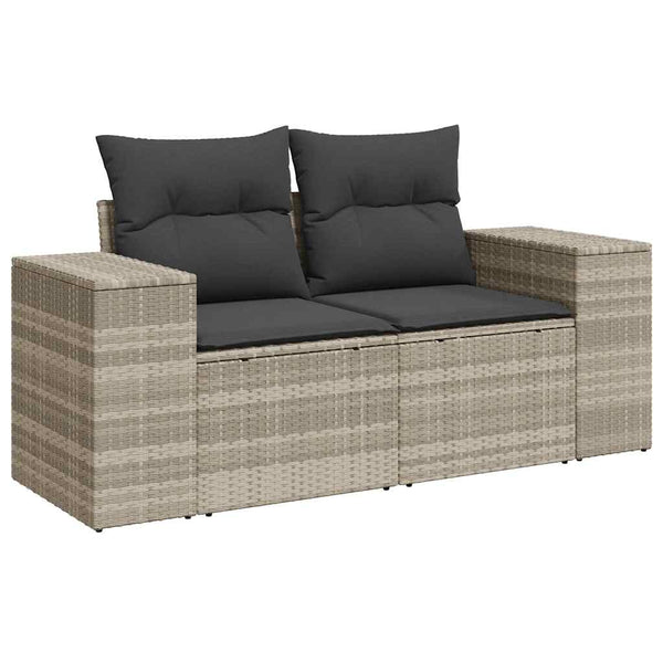 vidaXL 10-Piece Garden Sofa Set with Cushions Light Grey Poly Rattan