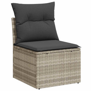 vidaXL 10-Piece Garden Sofa Set with Cushions Light Grey Poly Rattan