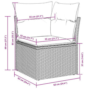 vidaXL 10-Piece Garden Sofa Set with Cushions Light Grey Poly Rattan