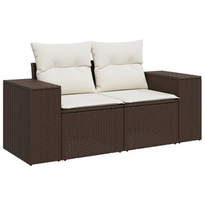 vidaXL 10-pc. Garden Sofa Set with Cushions Brown Poly Rattan
