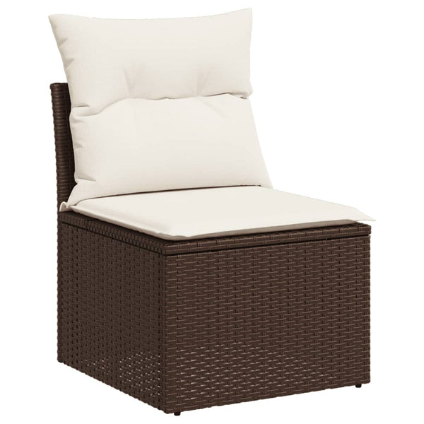 vidaXL 10-pc. Garden Sofa Set with Cushions Brown Poly Rattan