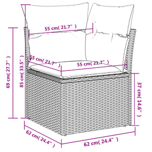 vidaXL 10-pc. Garden Sofa Set with Cushions Brown Poly Rattan