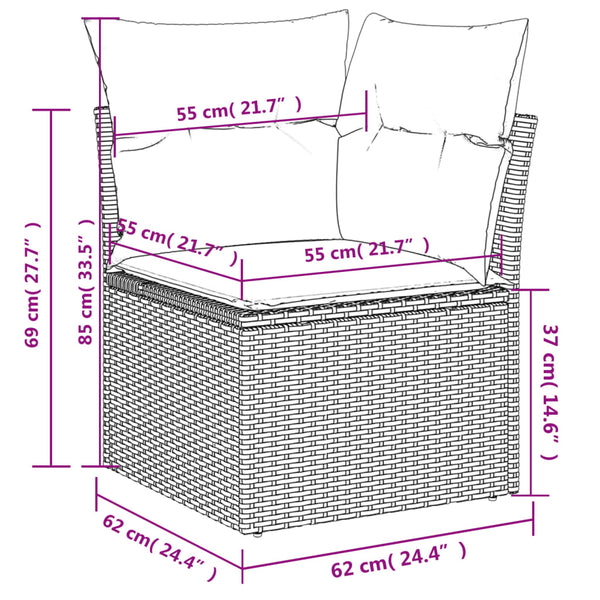 vidaXL 10-pc. Garden Sofa Set with Cushions Brown Poly Rattan