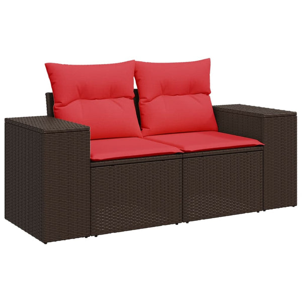 vidaXL 10-Piece Garden Sofa Set with Cushions, Brown, Poly Rattan