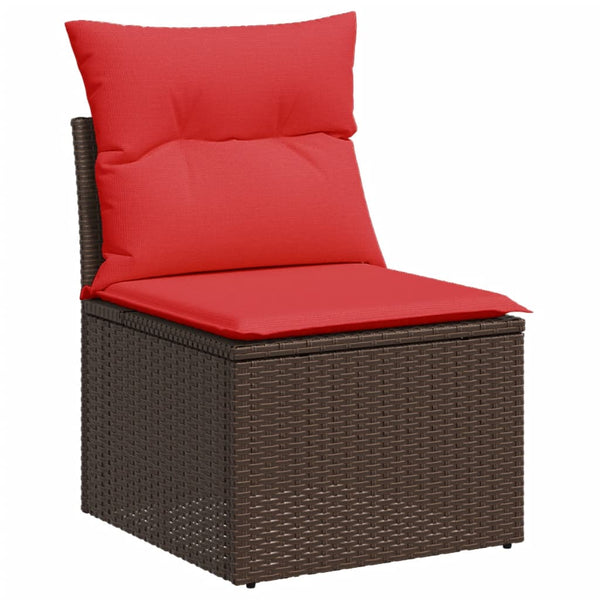 vidaXL 10-Piece Garden Sofa Set with Cushions, Brown, Poly Rattan