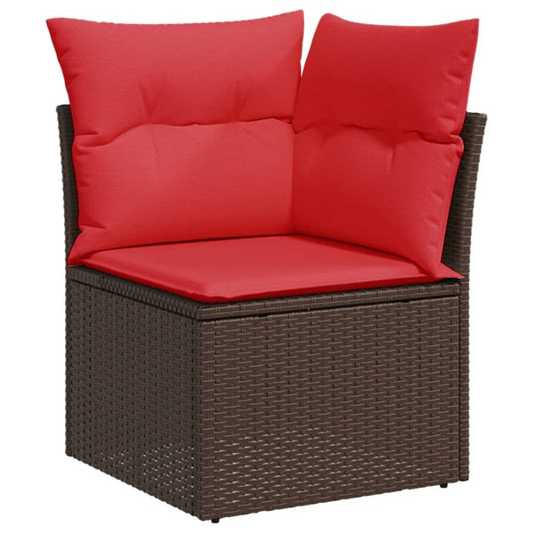 vidaXL 10-Piece Garden Sofa Set with Cushions, Brown, Poly Rattan