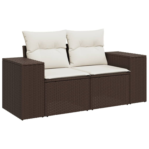 vidaXL 11-pc. Garden Sofa Set with Cushions Brown Poly Rattan