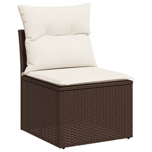 vidaXL 11-pc. Garden Sofa Set with Cushions Brown Poly Rattan