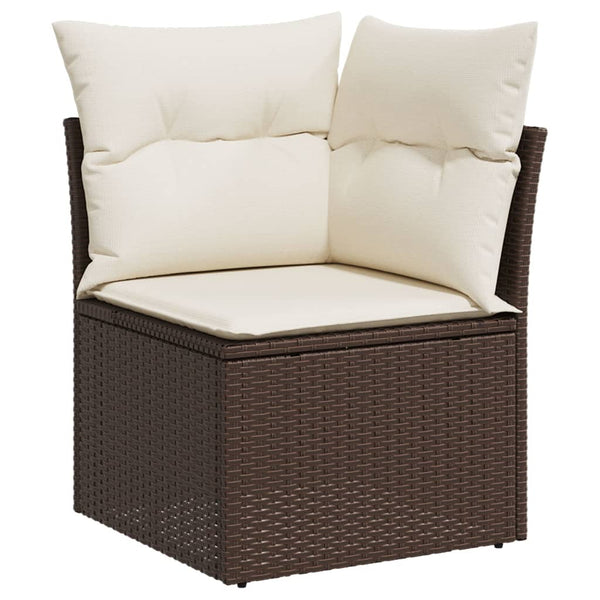 vidaXL 11-pc. Garden Sofa Set with Cushions Brown Poly Rattan
