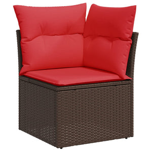 vidaXL 12-Piece Garden Sofa Set with Cushions, Brown, Poly Rattan