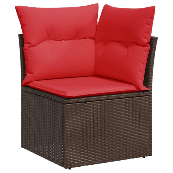 vidaXL 12-Piece Garden Sofa Set with Cushions, Brown, Poly Rattan