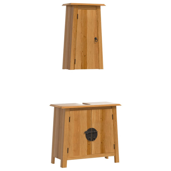 vidaXL 2-Piece Solid Pine Bathroom Furniture Set