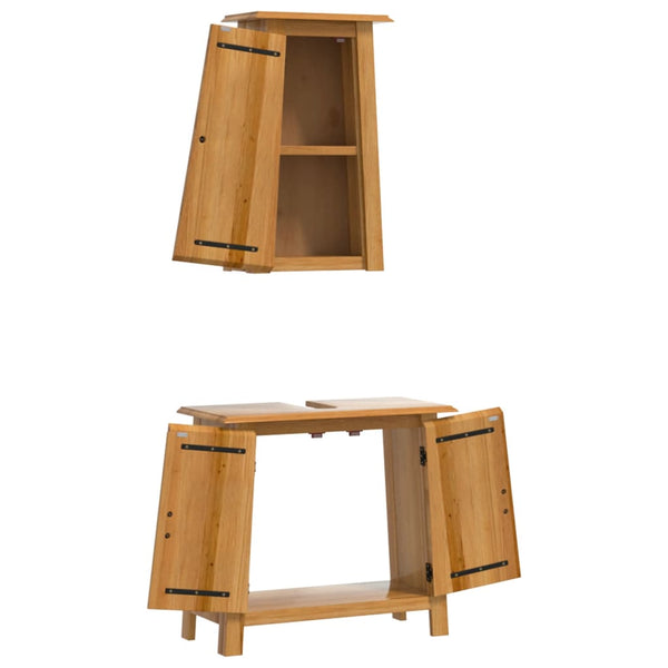 vidaXL 2-Piece Solid Pine Bathroom Furniture Set
