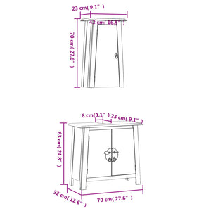 vidaXL 2-Piece Solid Pine Bathroom Furniture Set
