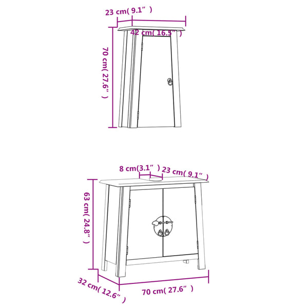vidaXL 2-Piece Solid Pine Bathroom Furniture Set