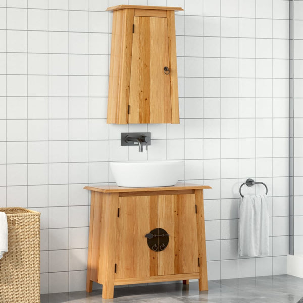 vidaXL 2-Piece Solid Pine Bathroom Furniture Set