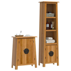 vidaXL 2-Piece Solid Pine Bathroom Furniture Set